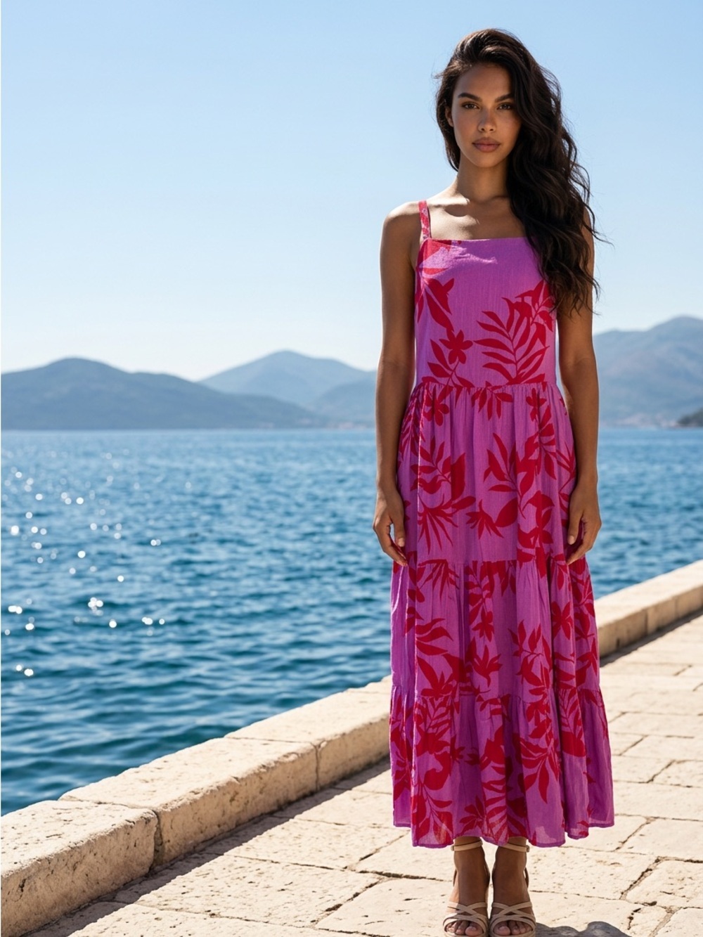 Floral Tiered Maxi Dress | Adjustable Straps | Old Navy | Large